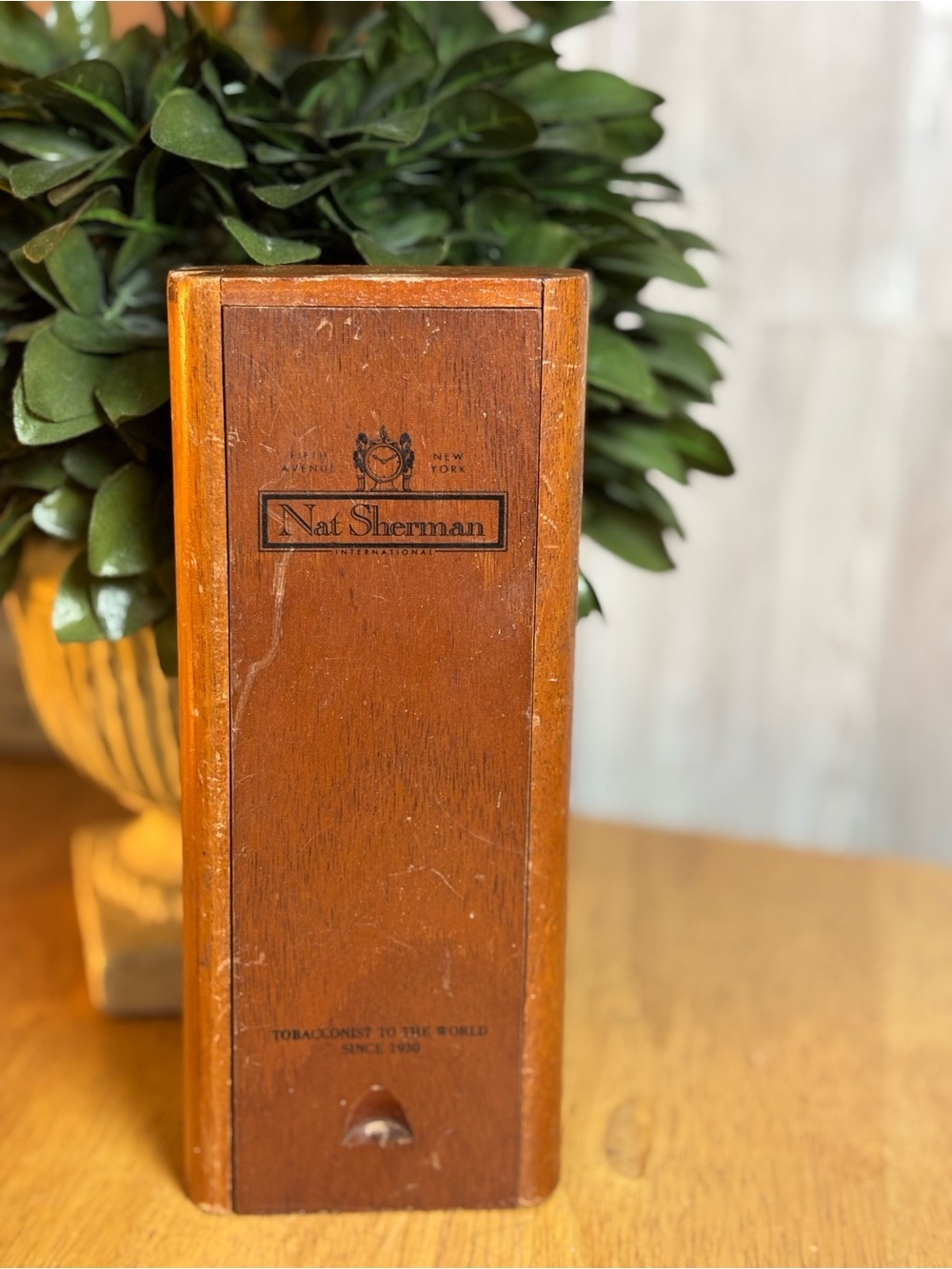 Vintage Nat Sherman SE7 Wooden Cigar Box Decorative Storage Case